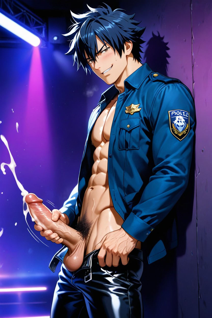 Side View, Brown Eyes, Hand Holding Penis AI Gay Porn