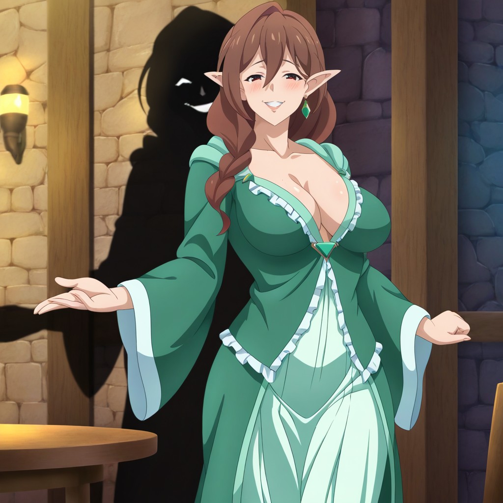 Cheerful Smile, Female Elf Mage, Perfect Body AI Gay Porn