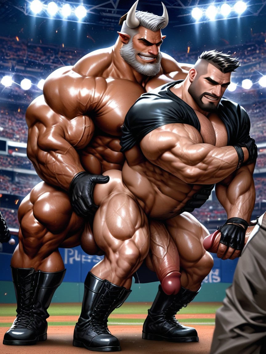 Cocks Out, Massive Muscles, Beard Porno gay IA