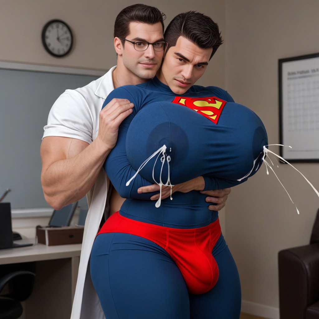Cosplay, Superman As A Male Gargantuan Bodybuilder, Rough Grip AI Gay Porn