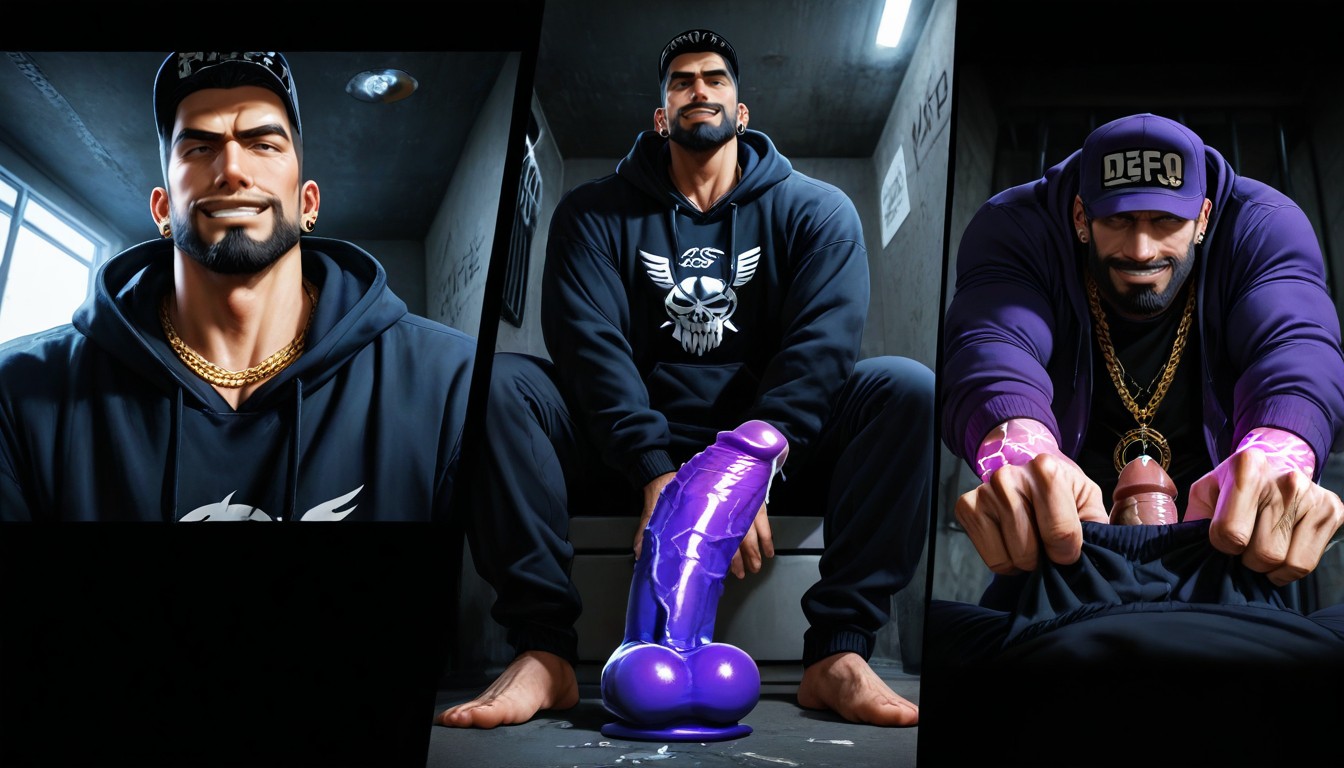 Pile Of White Powder On Tip Of Cock, Purple Dildo On Wall, Powers AI Gay Porn
