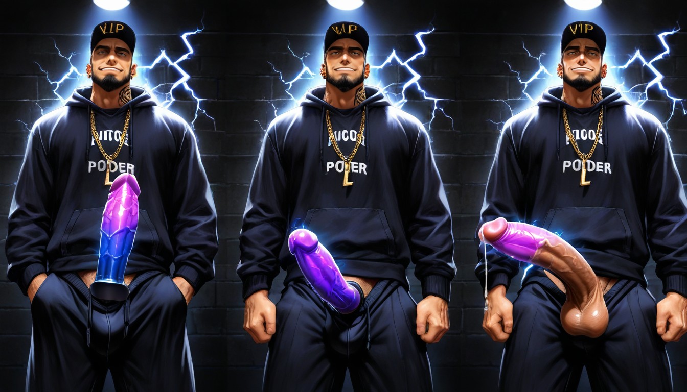 Latino, Lightning Tattoos, God Of Thunder As Virile Rugged Latino Gangster AI Gay Porn