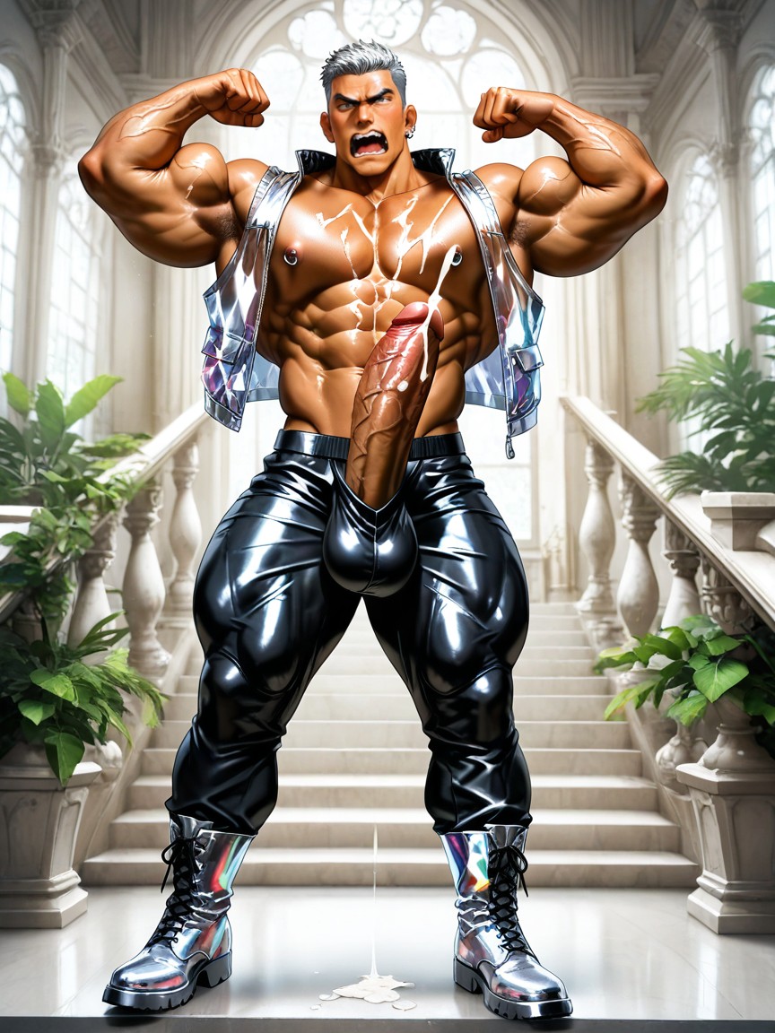 Tanned Brown Skin, Cum Gushing Through The Penis, Orgasm AI Gay Porn