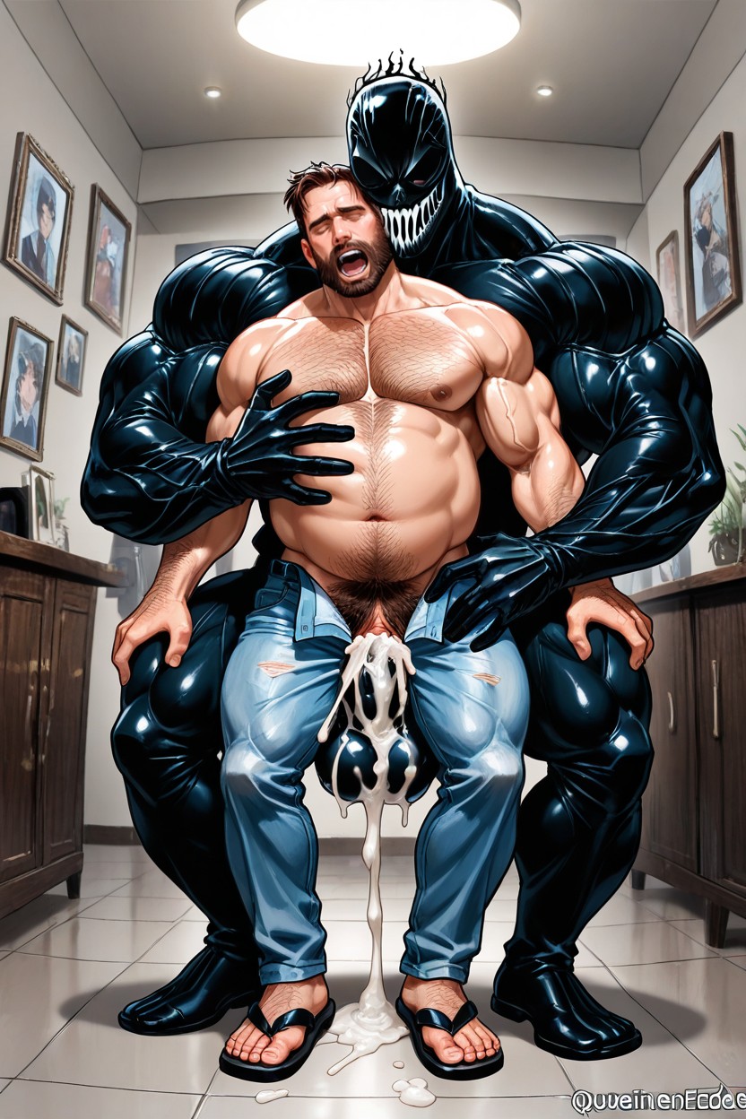Hairy Chest, Open Mouth, Belly Full Of Cock AI Gay Porn