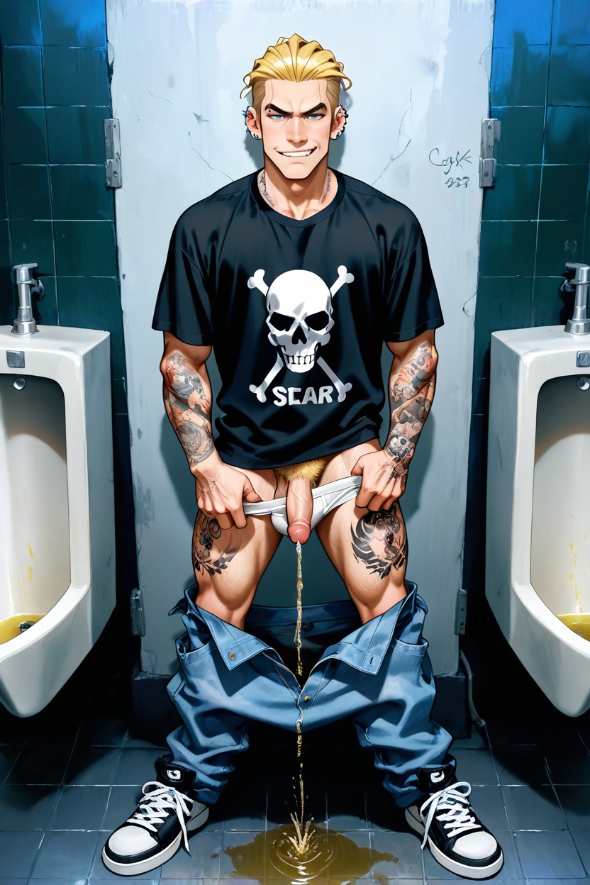 Full Body Shot, Pissing, Hairy Testicles AI Gay Porn