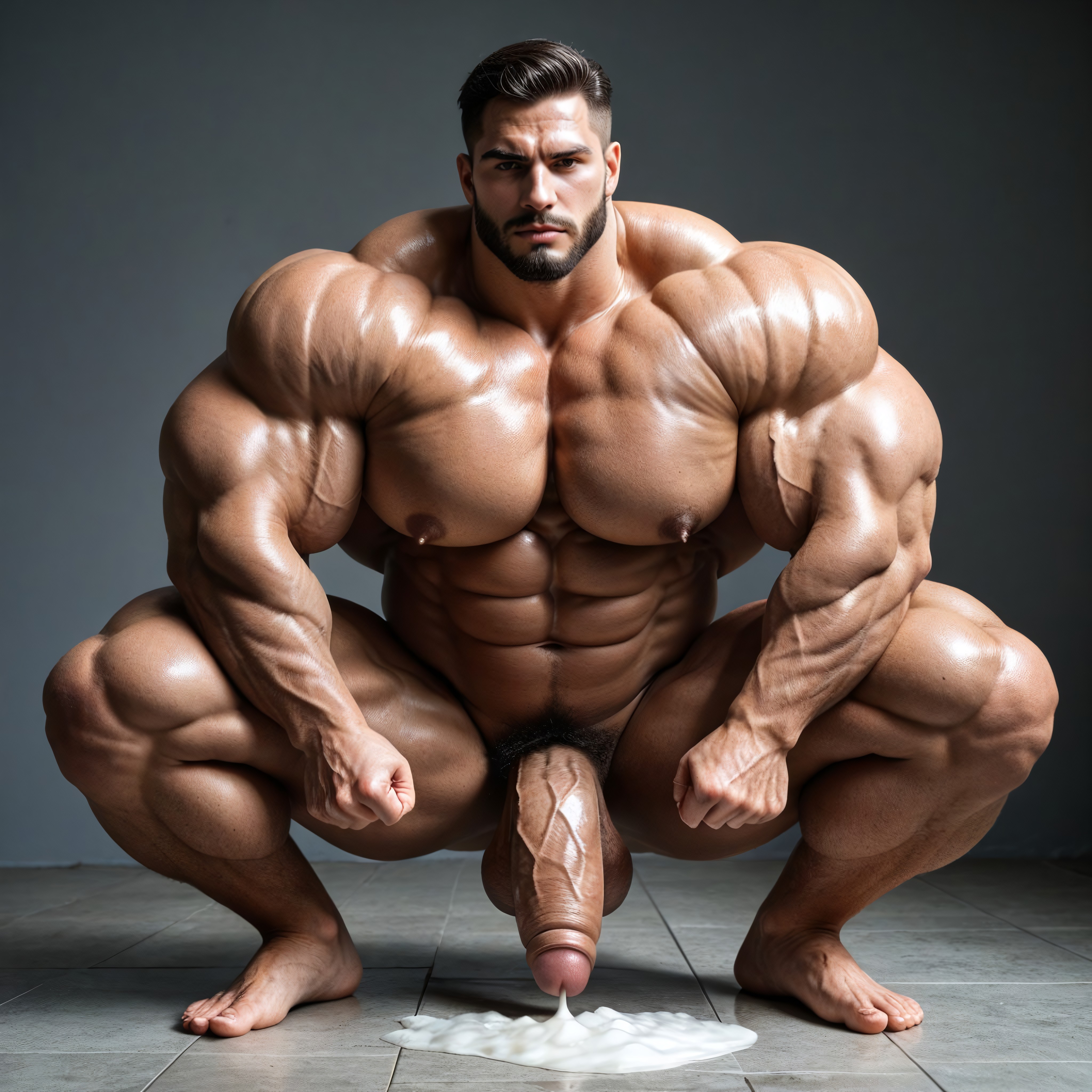The Other Fist Firmly Touched On The Floor, Almost Horizontal Colossal Quad Sweep, Extreme Wide Stance AI Gay Porn