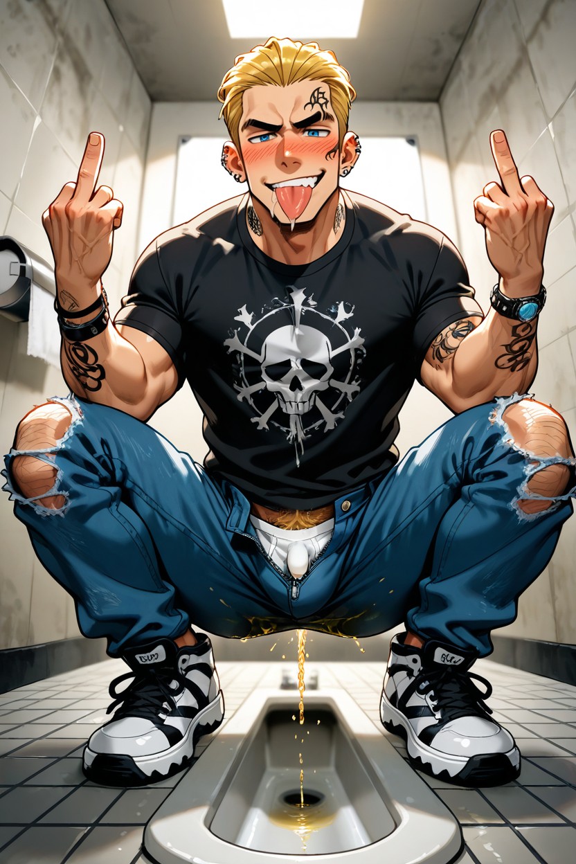 Solo, Japanese Style Squat Toilet, Fit AI Gay Porn