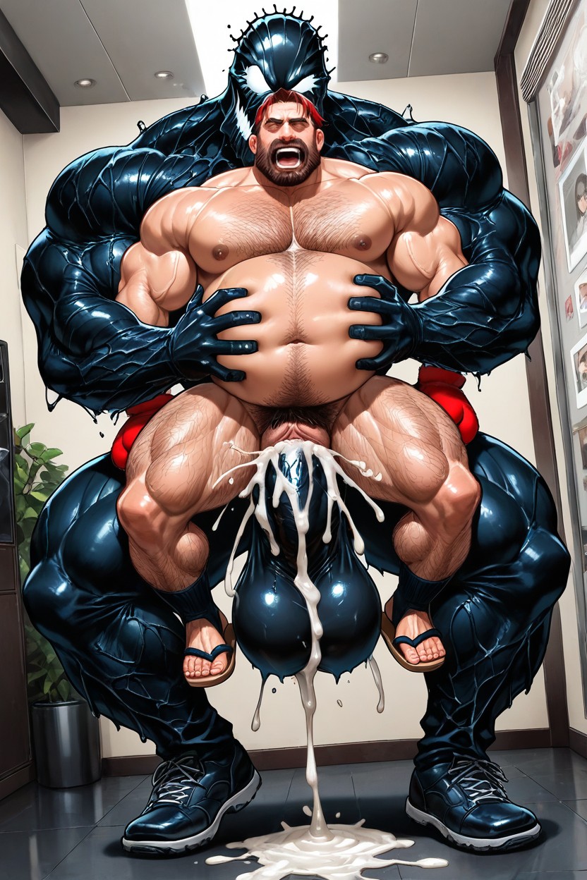 Fucking Face To Face, Front View, Bearded Eddie Brock Fucking Male Quentin Beck With Pussy AI Gay Porn