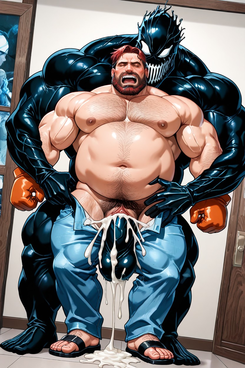Visible Male Cunt, Hairy Chest, Bearded Eddie Brock Behind His Back Male Quentin Beck Porno gay IA