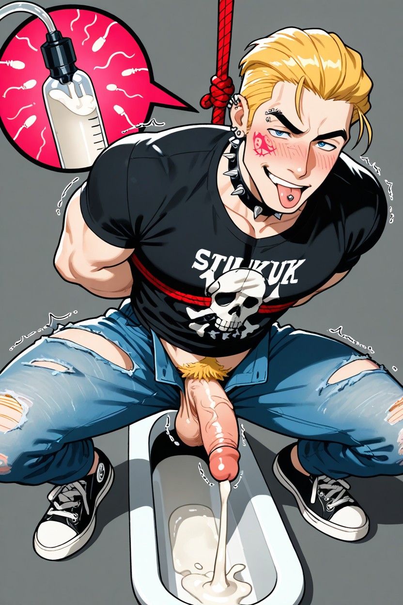 A Genou, Colorful Anime Style, Hogtie Porno IA Gay
