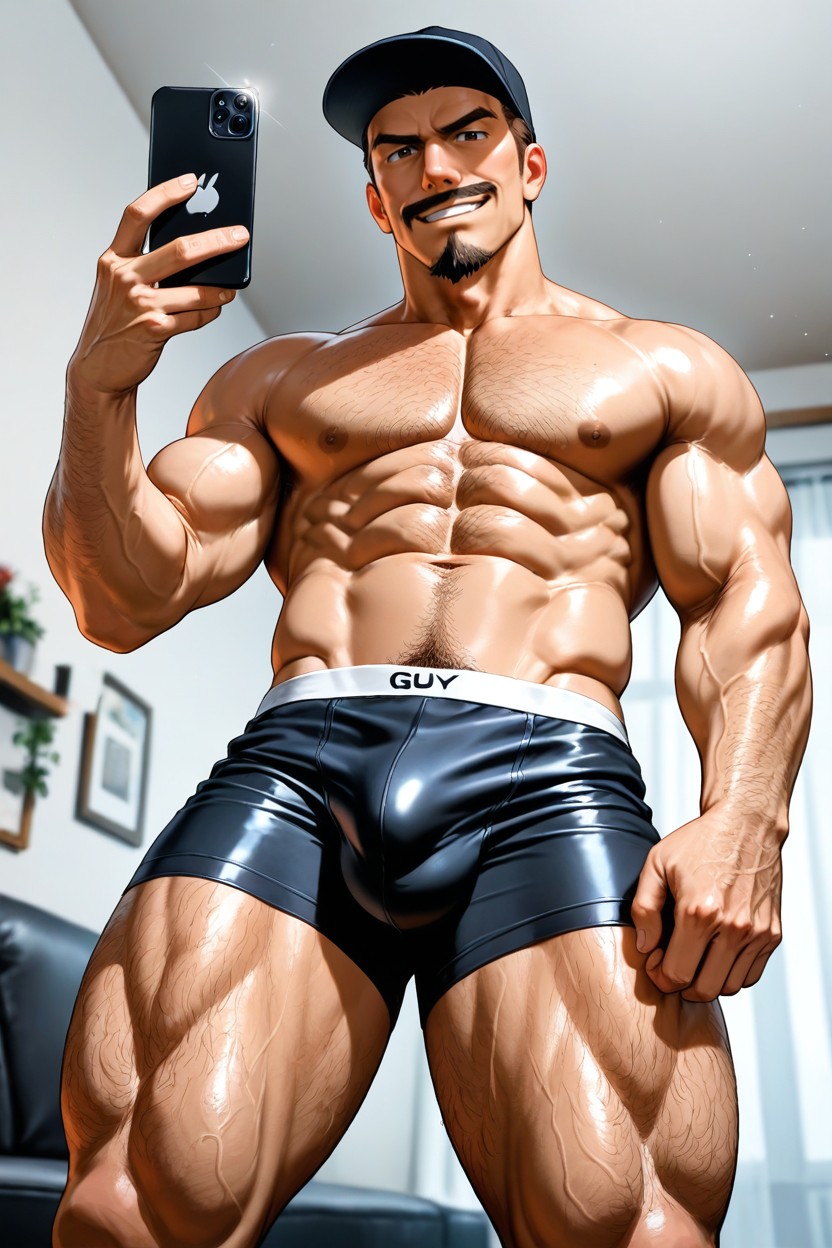 Head-to-thigh Shot, Selfie, Muscular AI Gay Porn