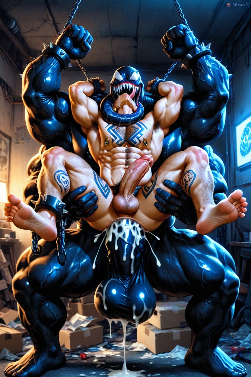 Too Big To Fit, Being Fucked By Venom, Extremly Hairy AI Gay Porn