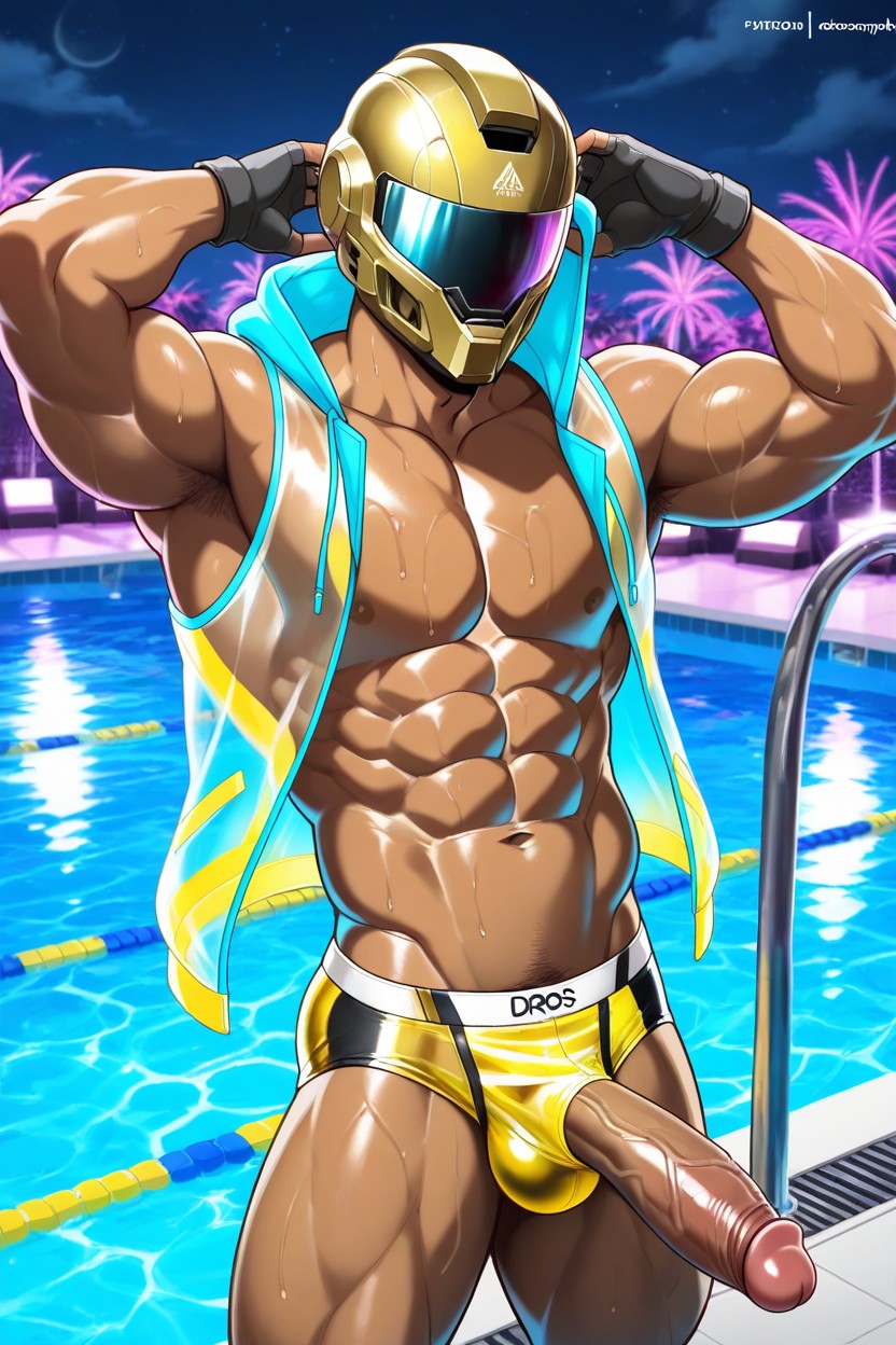 Tanned Skin, Night, Standing AI Gay Porn