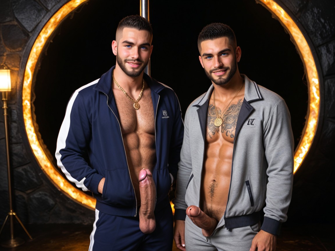 Simple Background, Serious Tops, Full Beard AI Gay Porn