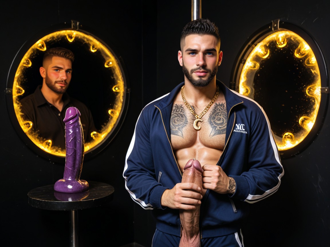 Ancient Black Magic Tattoos, Lines Of White Powder On Cock, Horny AI Gay Porn