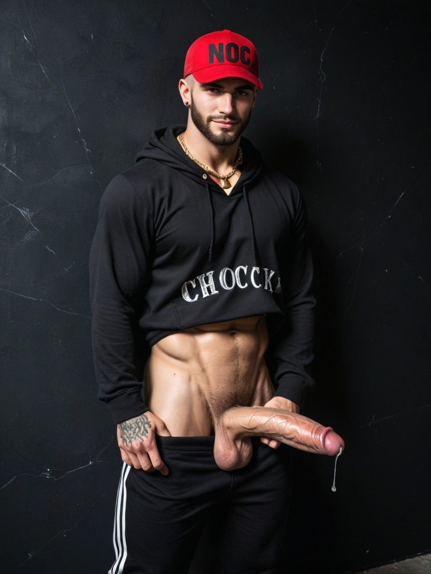 Dark Dominant Look, Precum Dripping, Full Beard AI Gay Porn