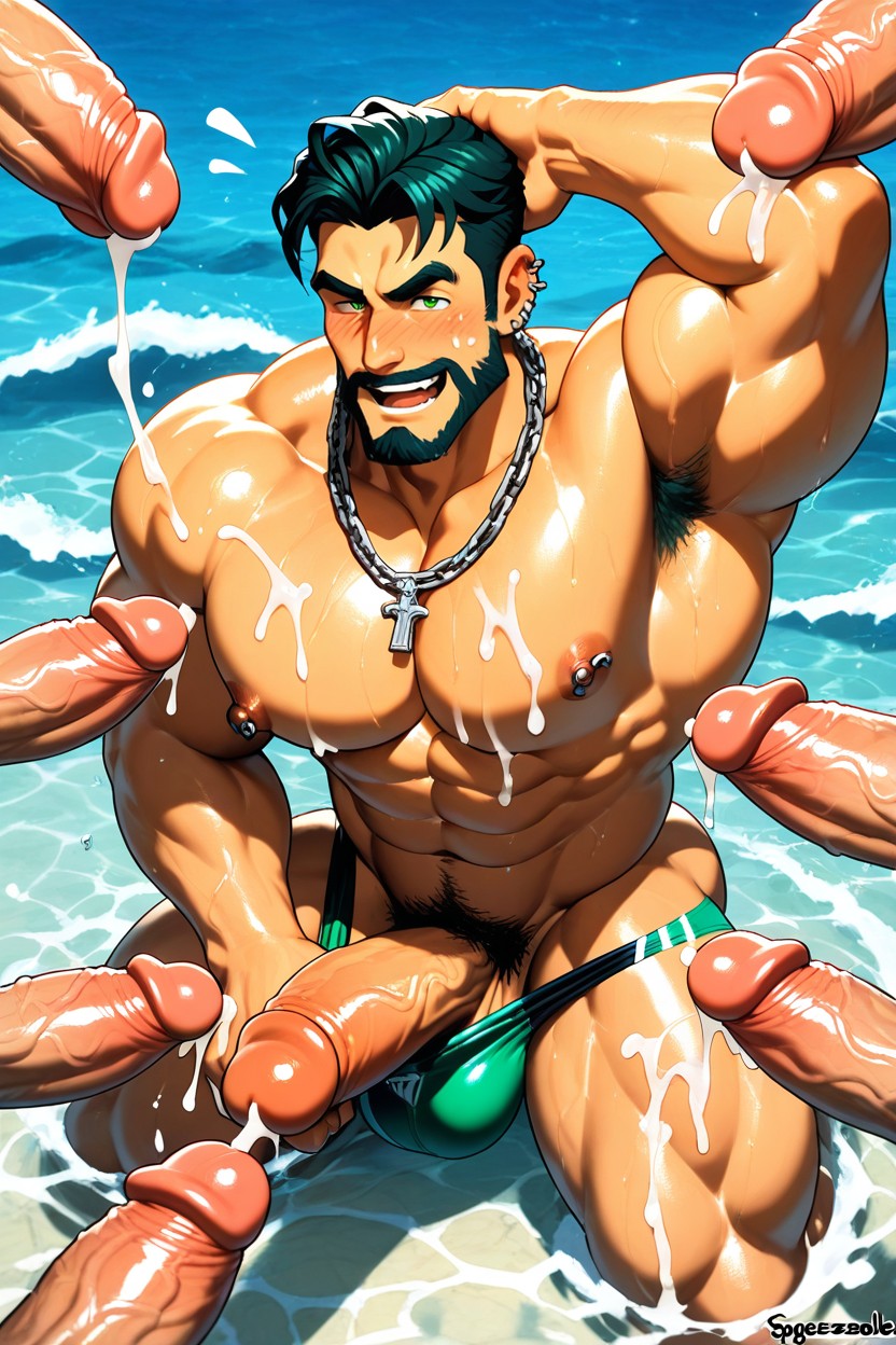 Kneeling, 18+, Dick Bulge AI Gay Porn