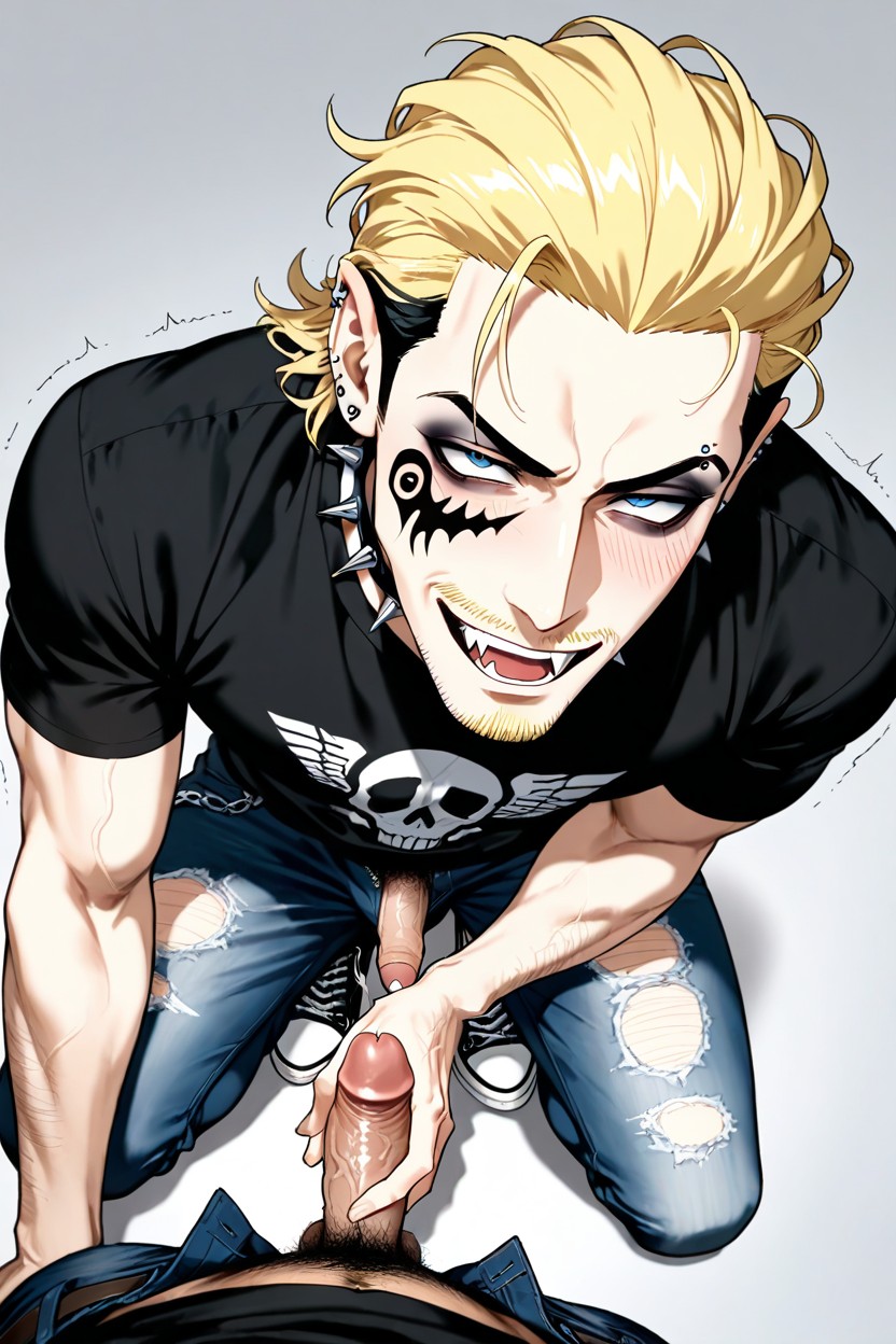 Blush, Masculine Face, Blonde Multicolor Hair AI Gay Porn