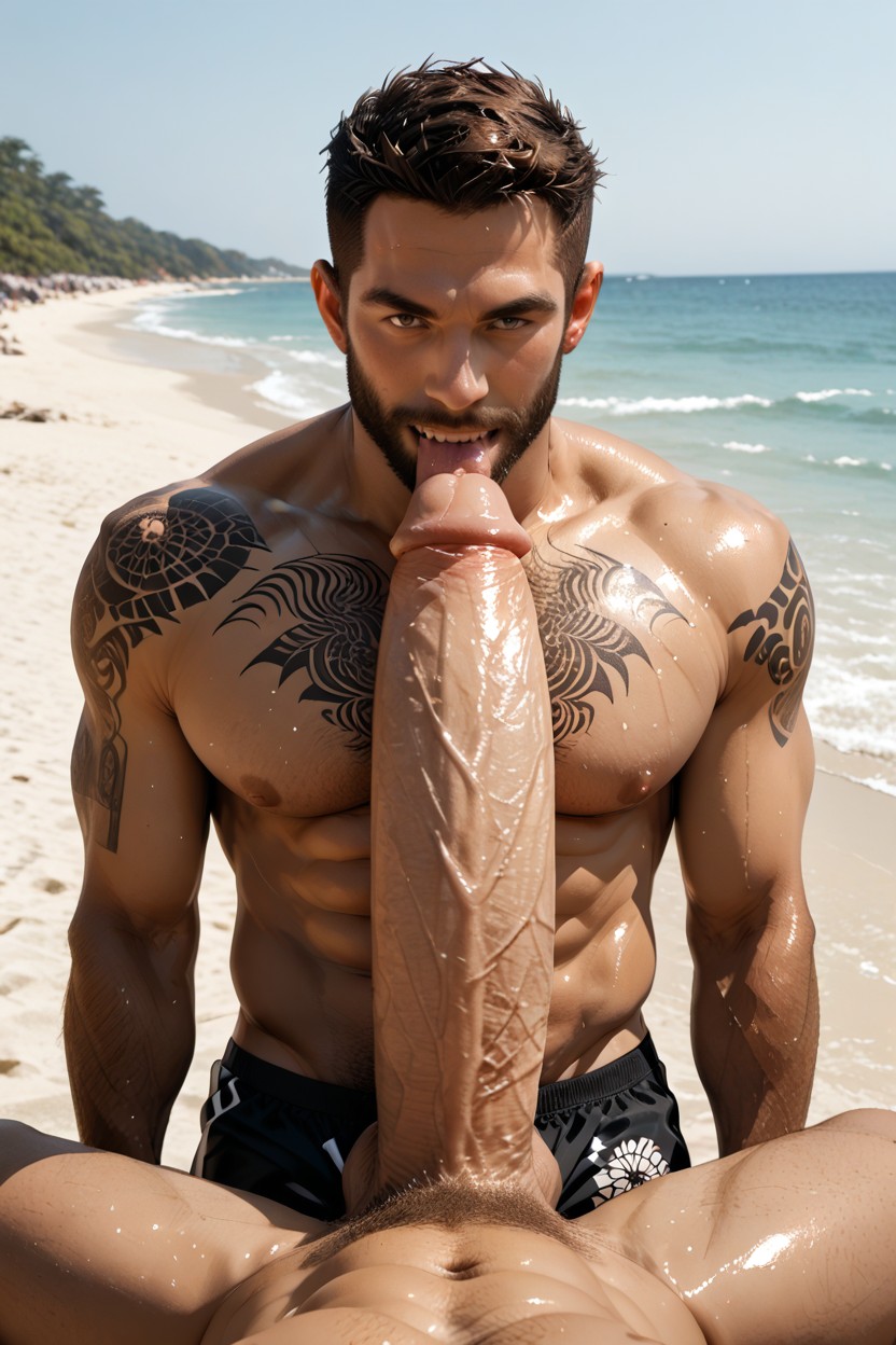 Beach Water, Hyper Veiny Cock, Licking Cock Porno gay IA