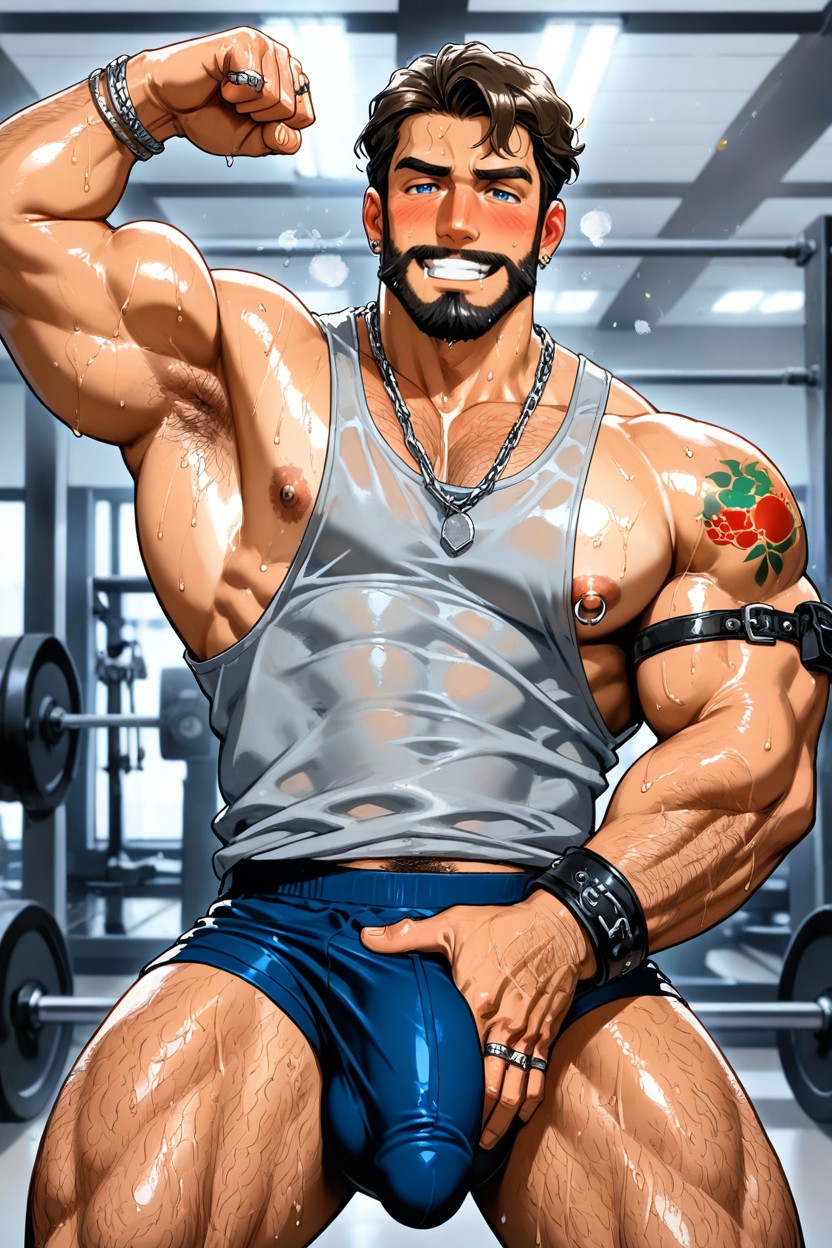 Exposed Nipples, Ear Rings, Erection AI Gay Porn