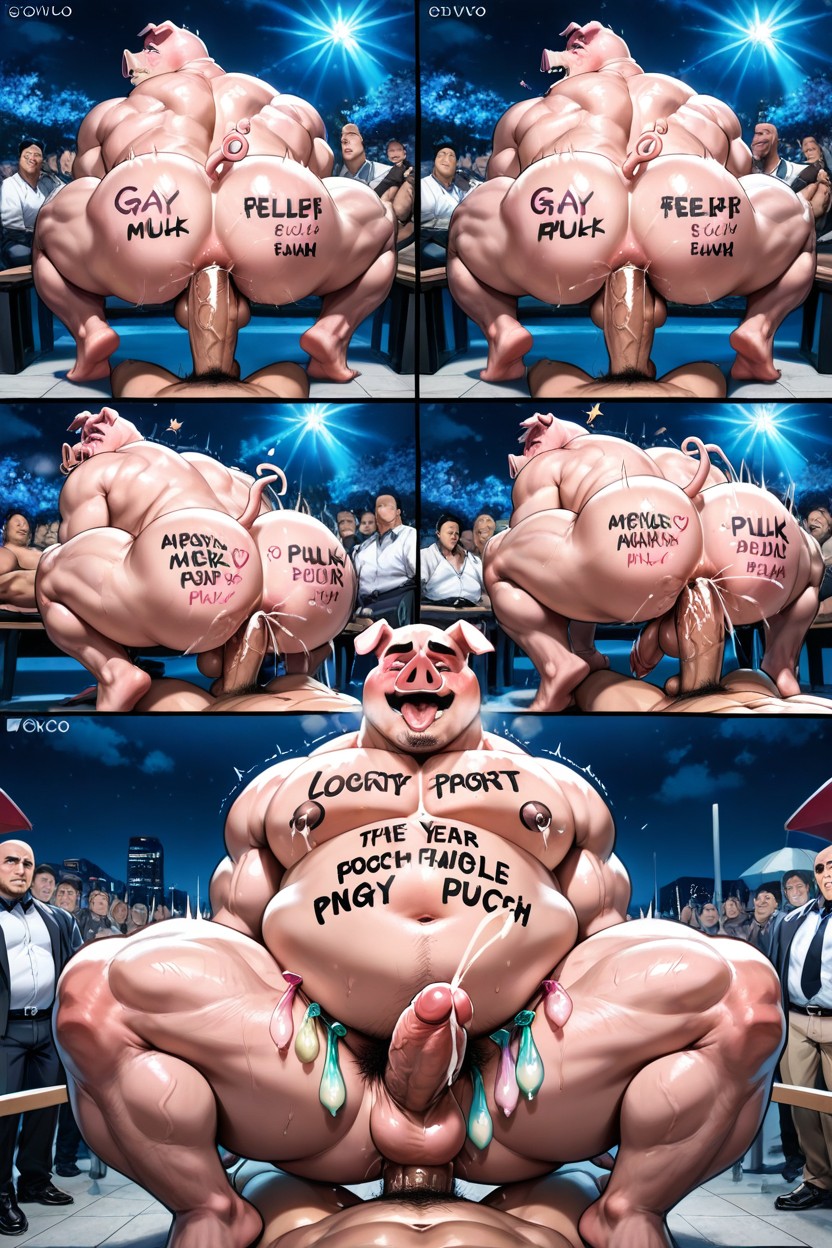 Obese Father, Many Men Touch The Piggy, Harem KI Schwulenporno