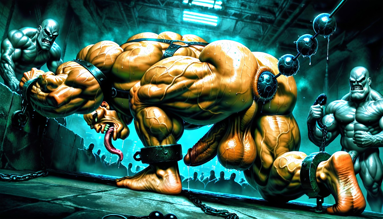 Detailed Muscles, Veiny Muscles, One Leg Bent AI Gay Porn