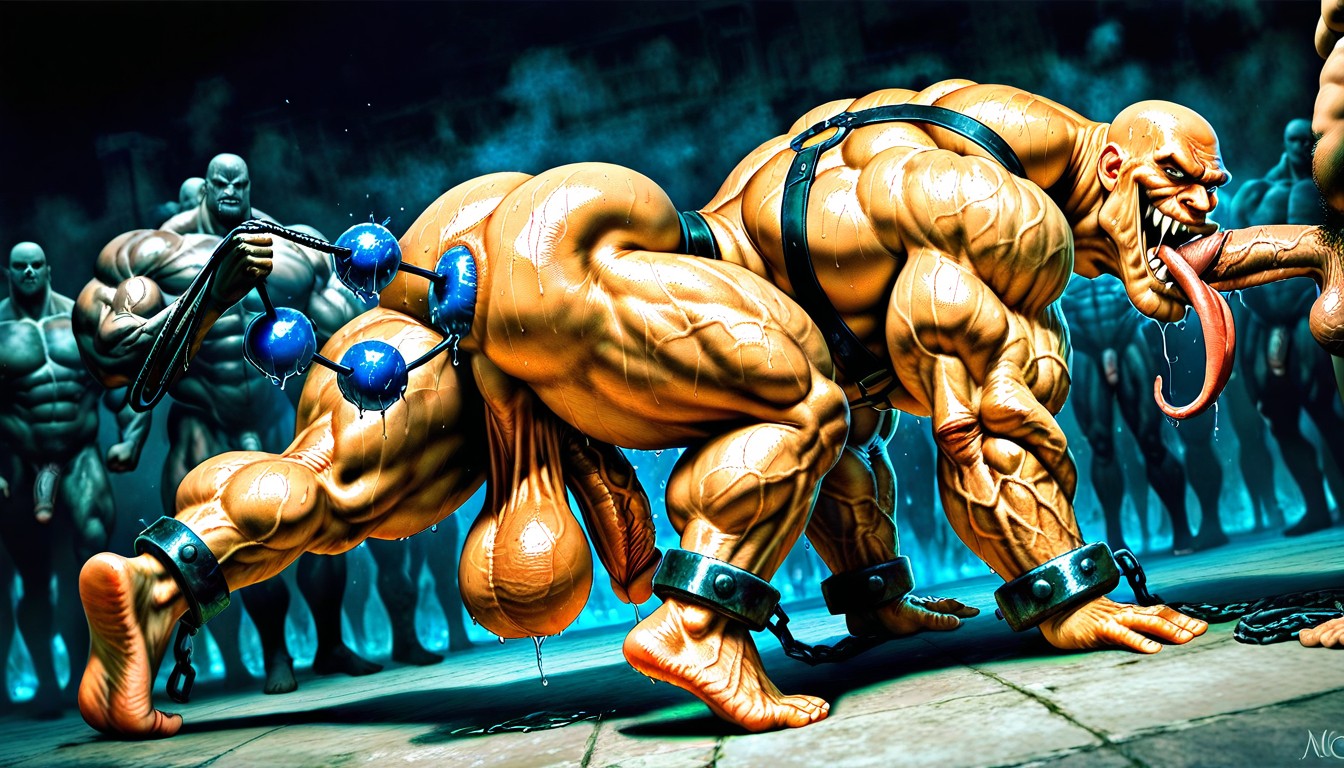 Thick Eyebrowns, Exposed Muscle Thighs, Licking Penis AI Gay Porn