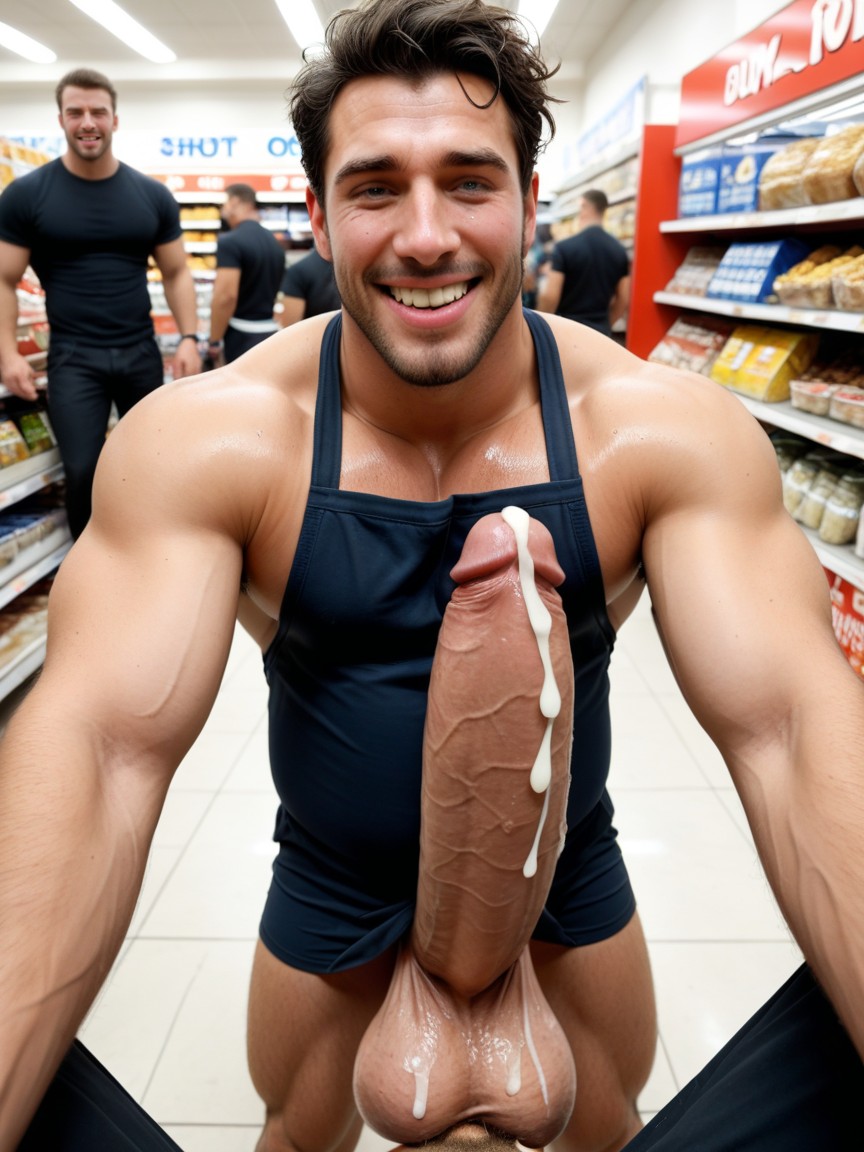 Manly Handsome Guys Standing Below, De Arriba A Abajo, Vello Púbico Porno gay IA
