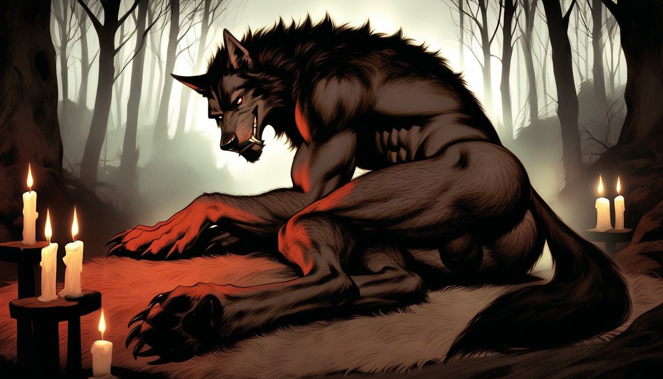 Elongated And Enlarged Upper Body, Werewolf Legs Spread Wide, K Resolution AI Gay Porn
