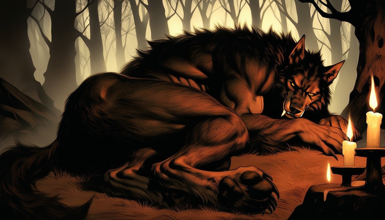 Werewolf Laying On A Shag Rug, Werewolf Laying On Its Stomach And Posing Seductively, The Werewolf's Large Hairy Taint Is Visible Porno gay IA