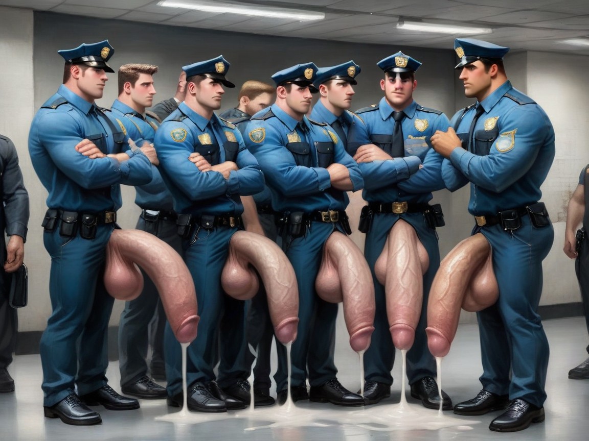 Police Costume, Only Men, Men Staring AI Gay Porn