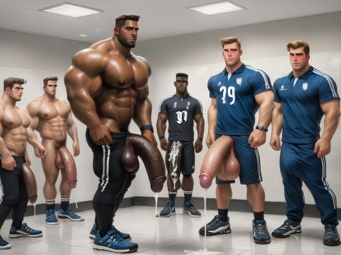 Exhibitionism, Football (soccer) Player, Gigantic Uncut Dick AI Gay Porn