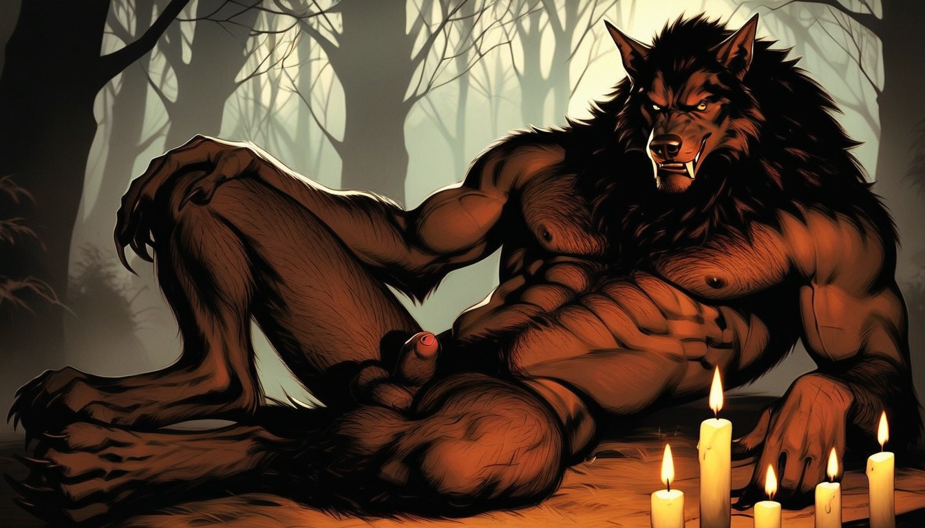 Intense Expressions, Werewolf With Arm Resting Under His Head, 웨이스트 샷 게이 AI 야짤