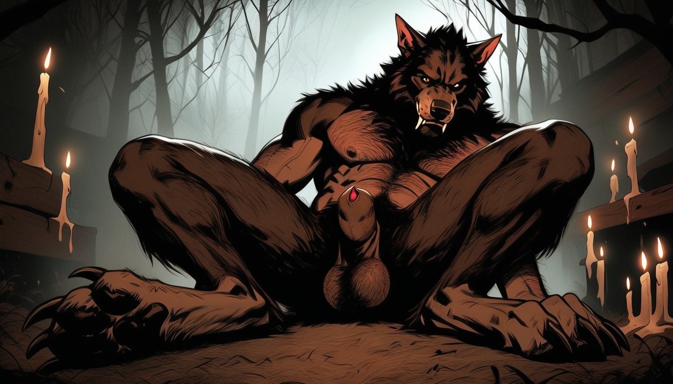 Pink Butthole Visible, Hyper-realistic`, Highly Realistic Werewolf Porno gay IA