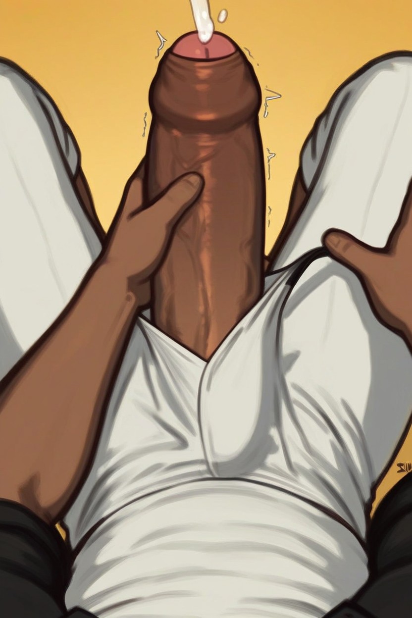 Solo, Uncut Dick, Fabric Stretched AI Gay Porn