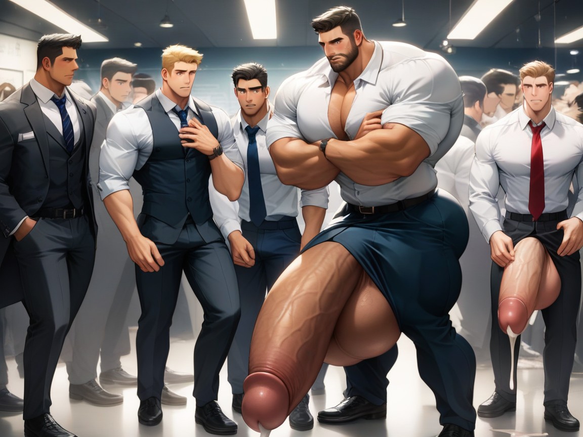 Gigantic Uncut Dick, Exhibitionism, Hyper Muscled Naked Man With Giant Erect Hyper Bulge AI Gay Porn