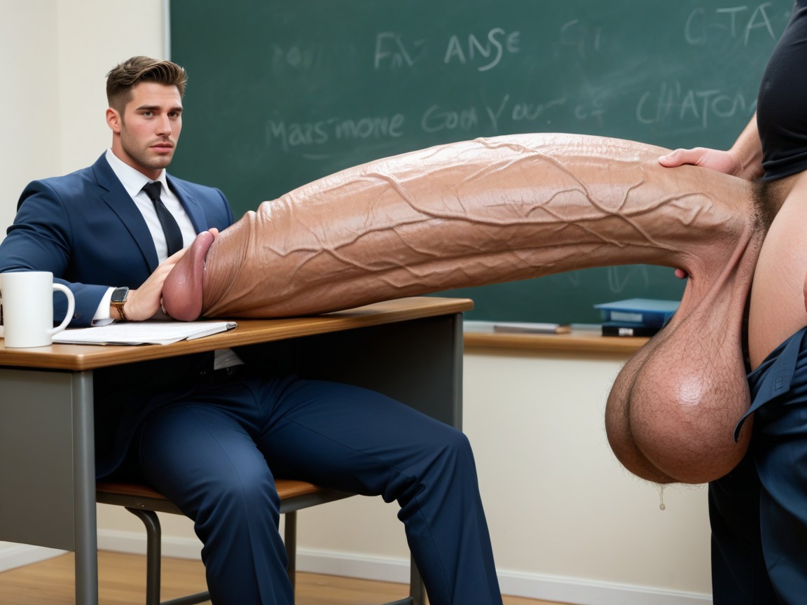 Clothed Academics Staring, Males Only, Dick Longer And Thicker Than Leg AI Gay Porn