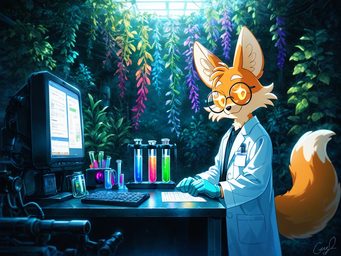 And Light Blue Gloves They Are Standing Side By Side At A Lab Table, Fantasy Style, Round Glasses AI Gay Porn