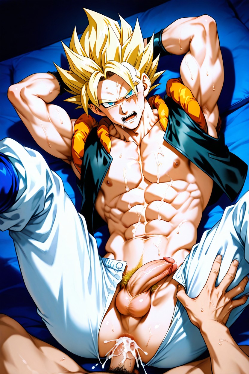 Try To Look Tough, Gogeta Wearing Metamoran Vest, Bottom Is Drooling Porno gay IA