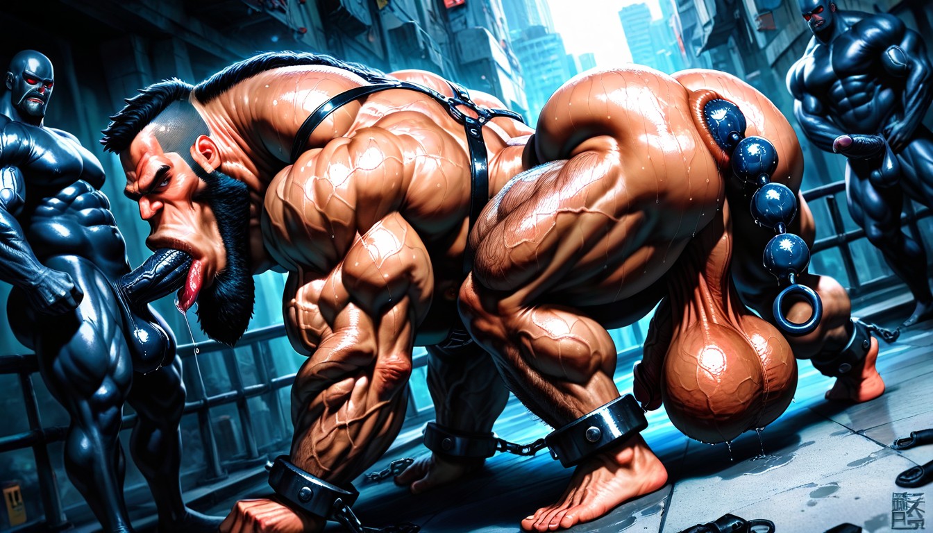 Flaccid Penis, Face Visible, Hyper Muscles Porno gay IA