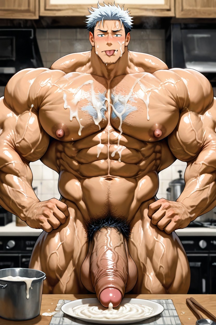 Beitemian Art Style, Chest Hair, Tall Muscular Physique AI Gay Porn
