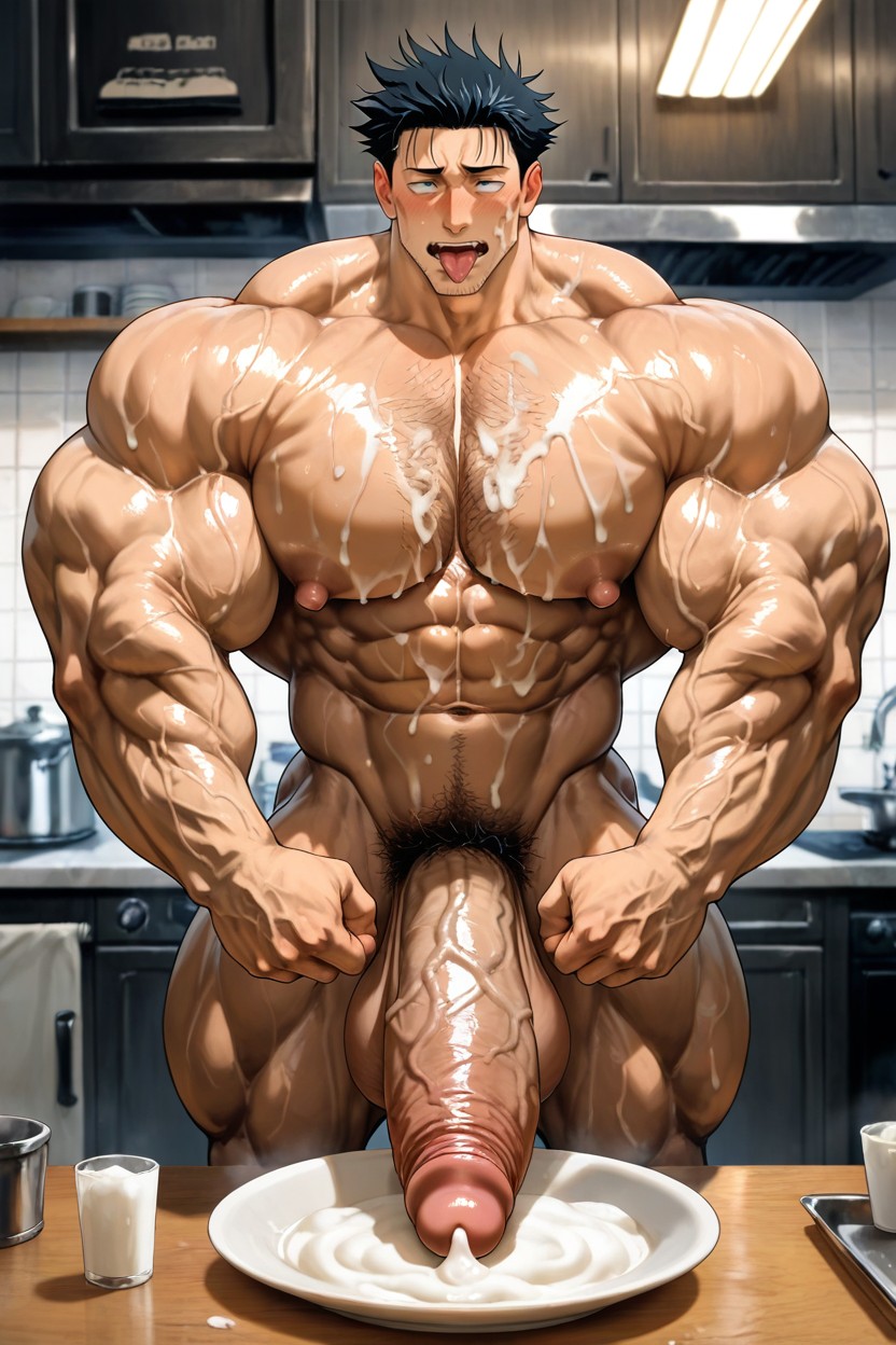 Exquisite Tonal Range, Tall Muscular Physique, Cumshot AI Gay Porn