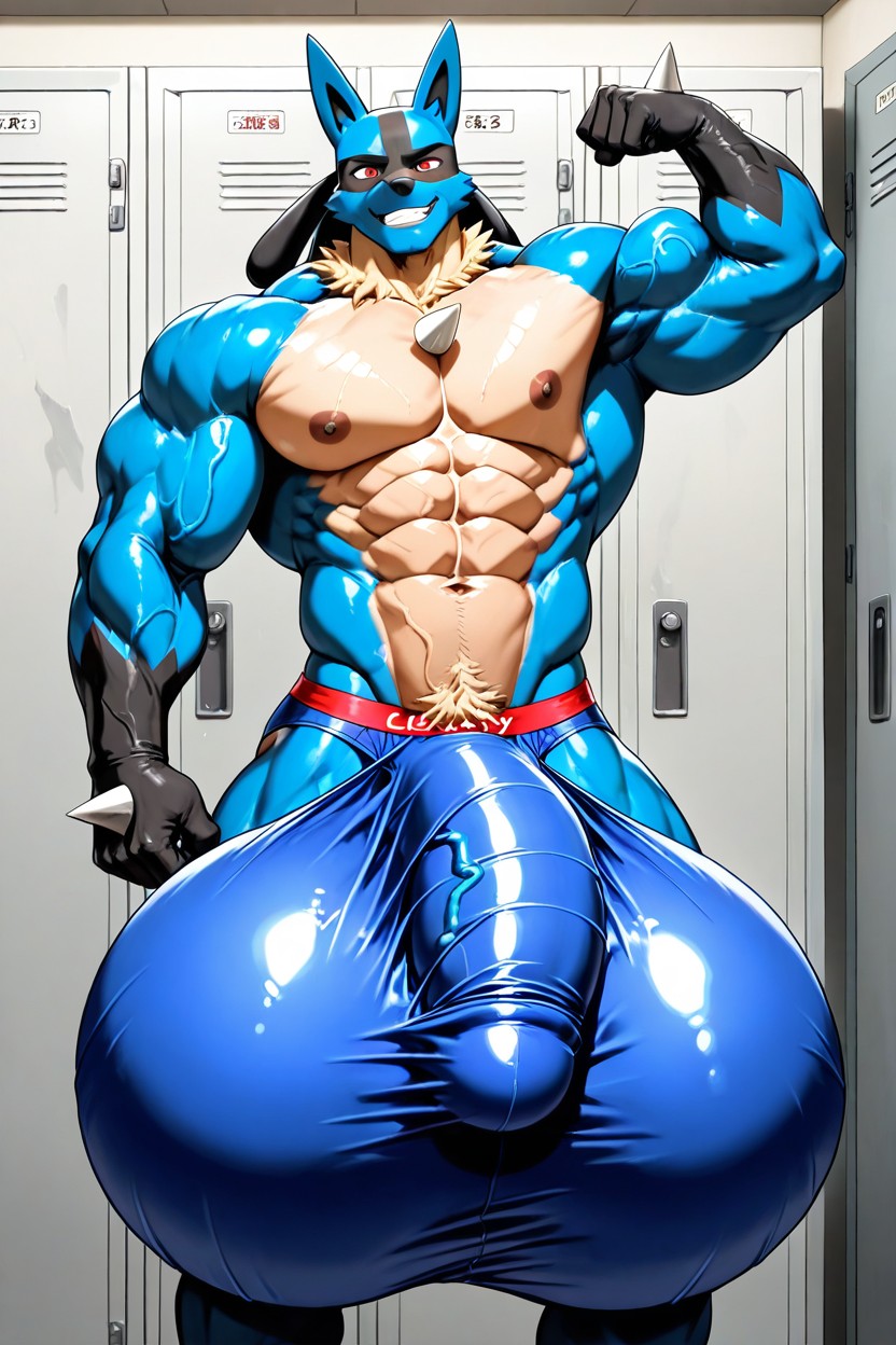 Waist Shot, Impossibly Long Hyper Penis, Oversized Muscles AI Gay Porn