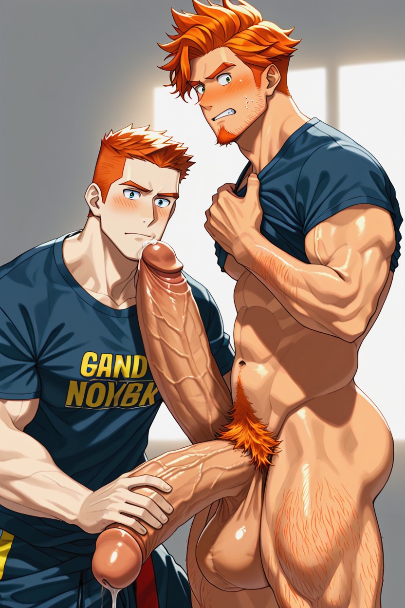 Hyper Muscled Hairy Guy With Exposed Cock, Sunny, Hyper Manly Hairy Muscular Ginger Guy AI Gay Porn