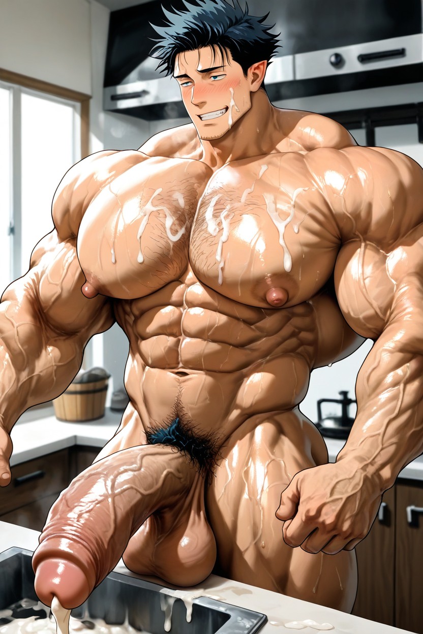 Oversized Muscles, Masculine, Oiled Skin AI Gay Porn