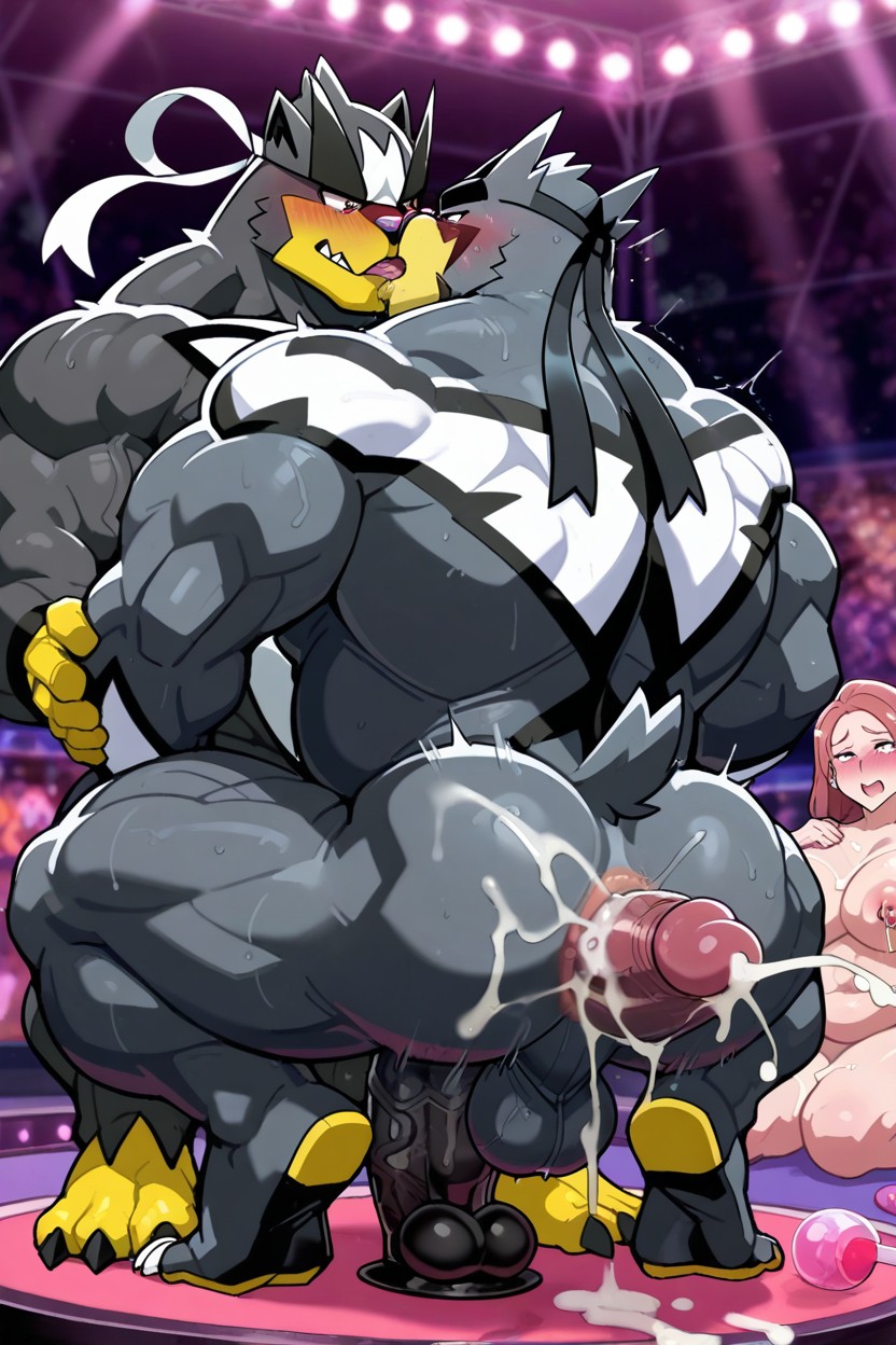 Puffy Nipples, Professor Kukui Riding Urshifu Dick, Fully Erect Cock AI Gay Porn