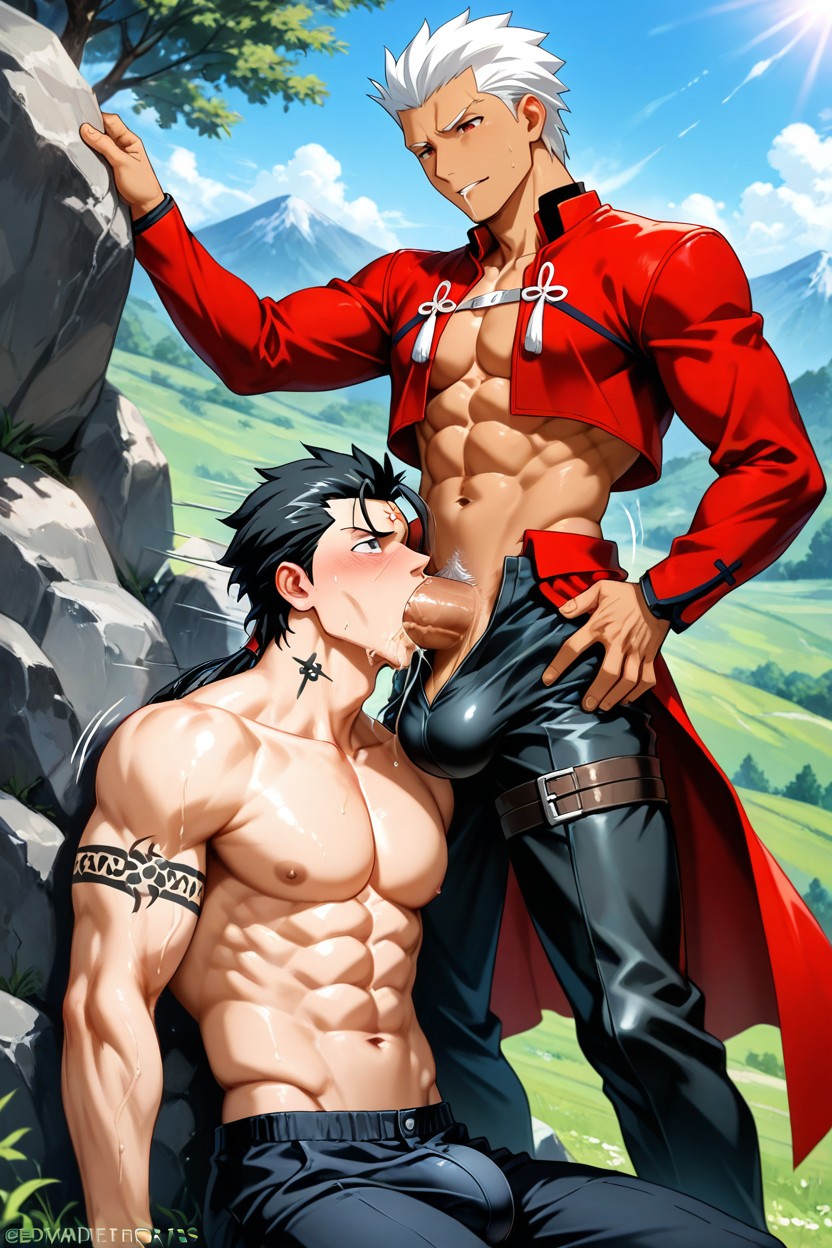 Fit, Head Tilted Upwards, Heartfelt Love AI Gay Porn
