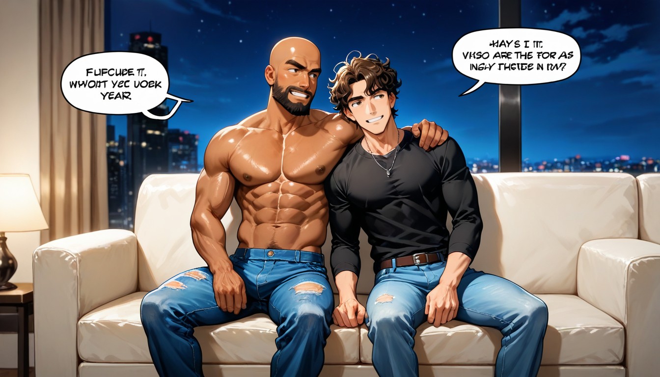 Living Room, Casual, Two People AI Gay Porn