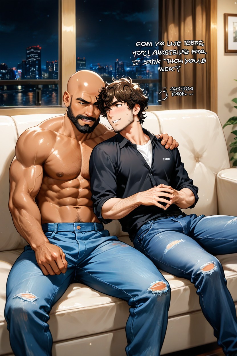 Brown Skin, Cuddling, Brunette AI Gay Porn
