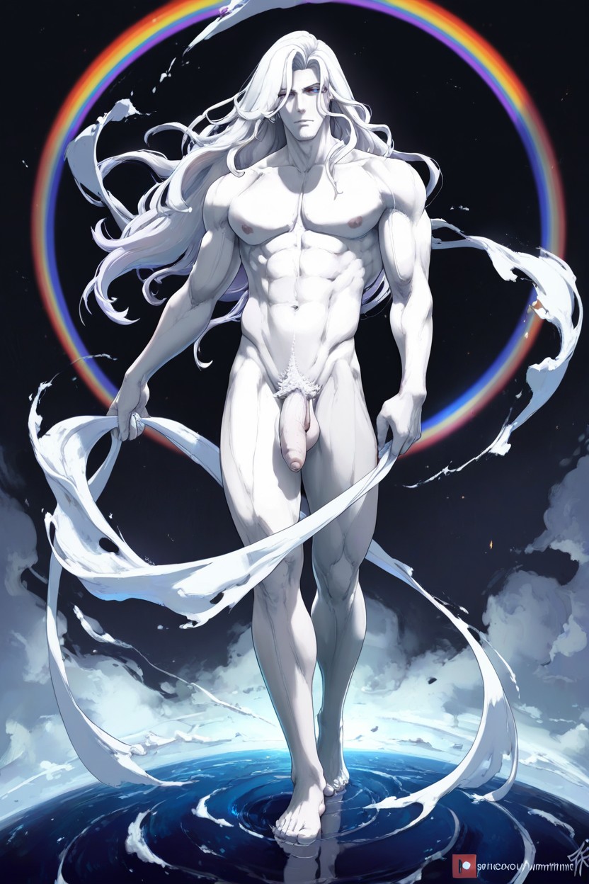 Nude, Mamimi Art Style, Simple Black Background Porno gay IA